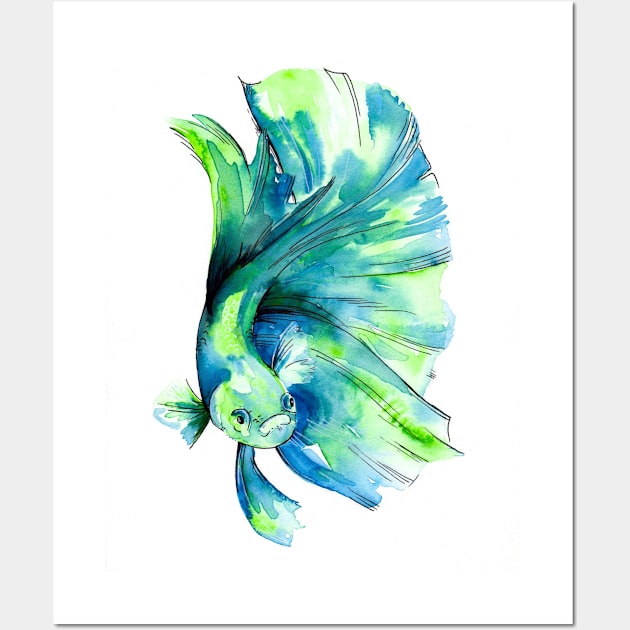 Betta Fish Green Wall Art by EveiArt